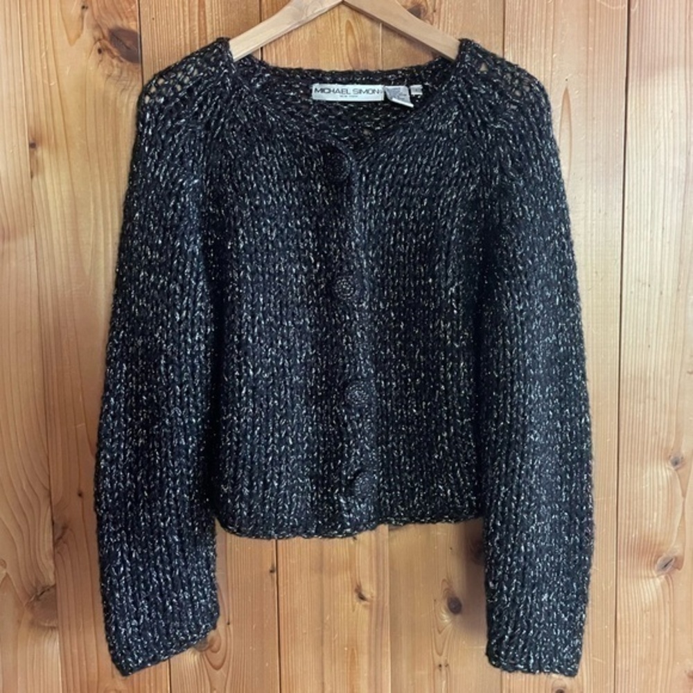 Michael Simon Silver Lurex Sweater Mohair Cardigan